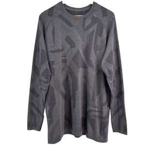 Lululemon Mens Metal Vent Tech Long Sleeve Shirt Grey Geometric Camo Size Large